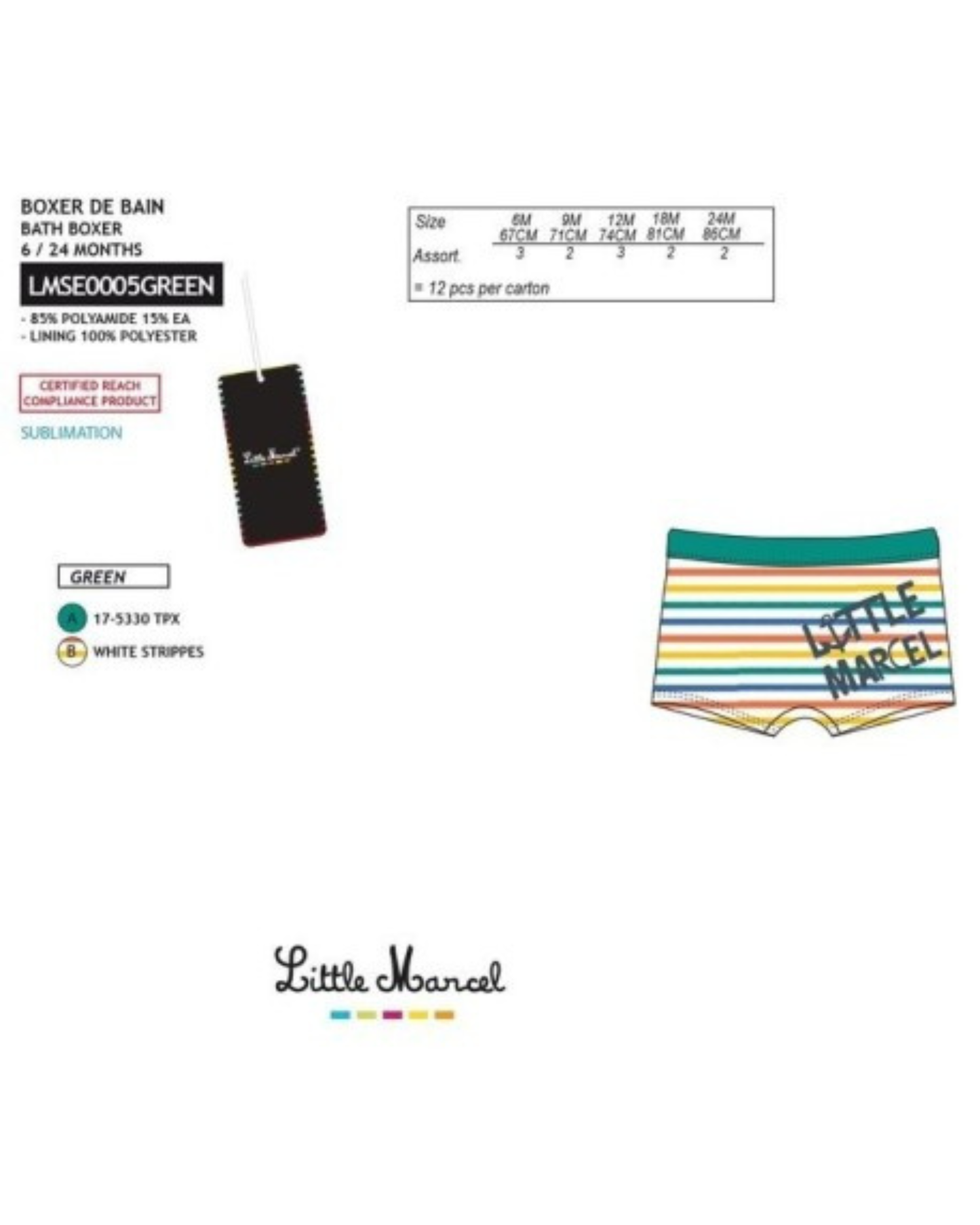 BAÑADOR VERDE LITTLE MARCEL