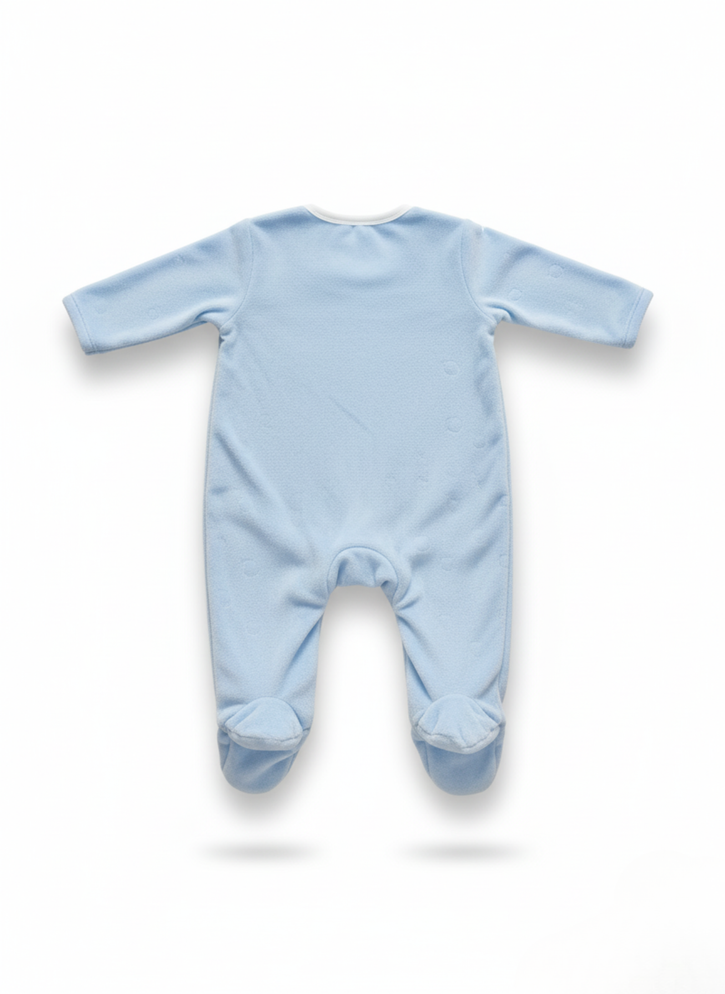 PELELE DE MANGA LARGA DE FELPA AZUL Y DIBUJO DE OSITO DE PELUCHE