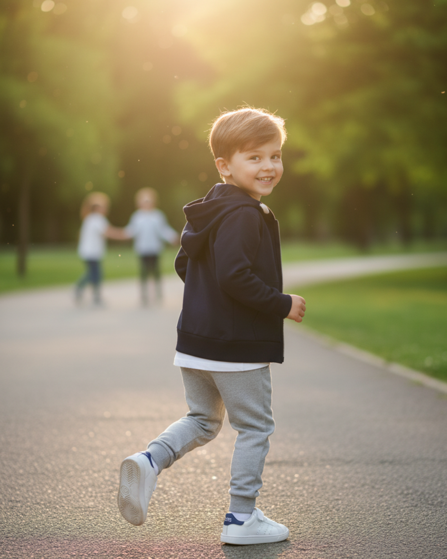 CHAQUETA BÁSICA AZUL MARINO CON GORRO