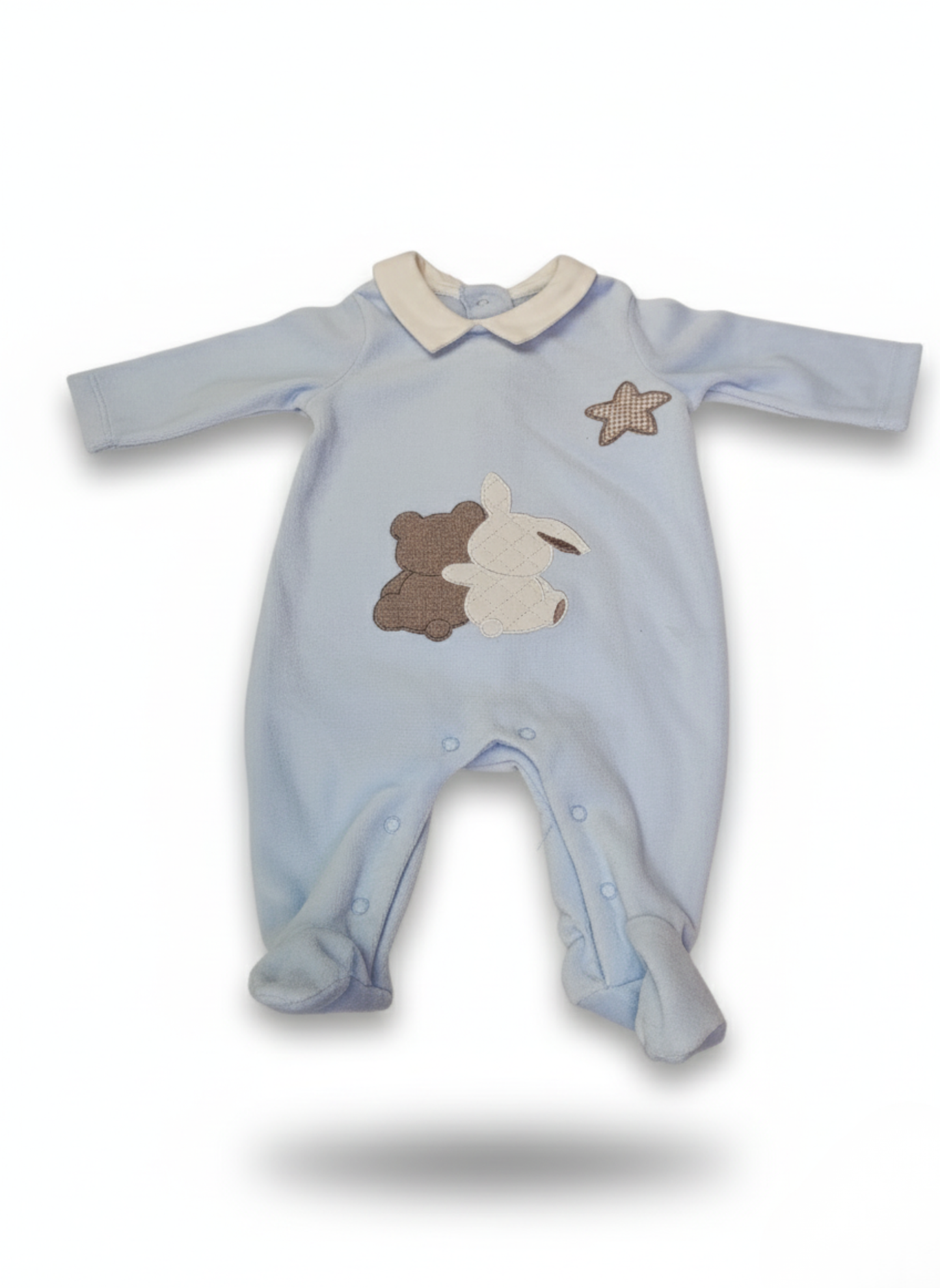 PELELE DE MANGA LARGA CELESTE DE OSITO Y CONEJITO