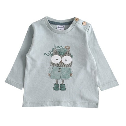 CAMISETA MANGA LARGA BÚHO VERDE